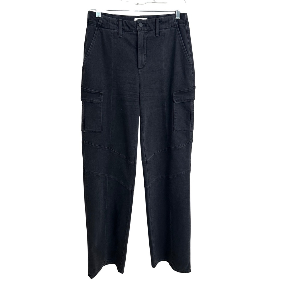 L'AGENCE Brooklyn High Rise Utility Wide Leg Cargo Pants Washed Black 26 2852CSN